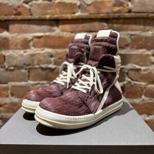 Rick Owens Mainline Geobasket — “Amethyst/Milk” pony hair — Size EU 42